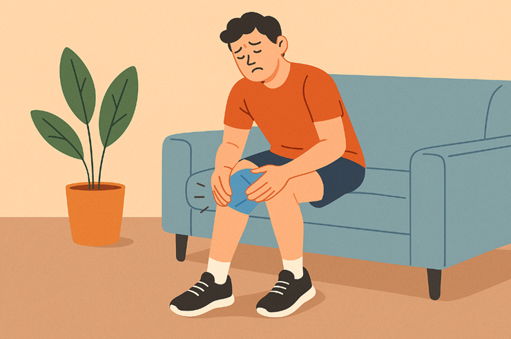 무릎통증을 느끼는 남자