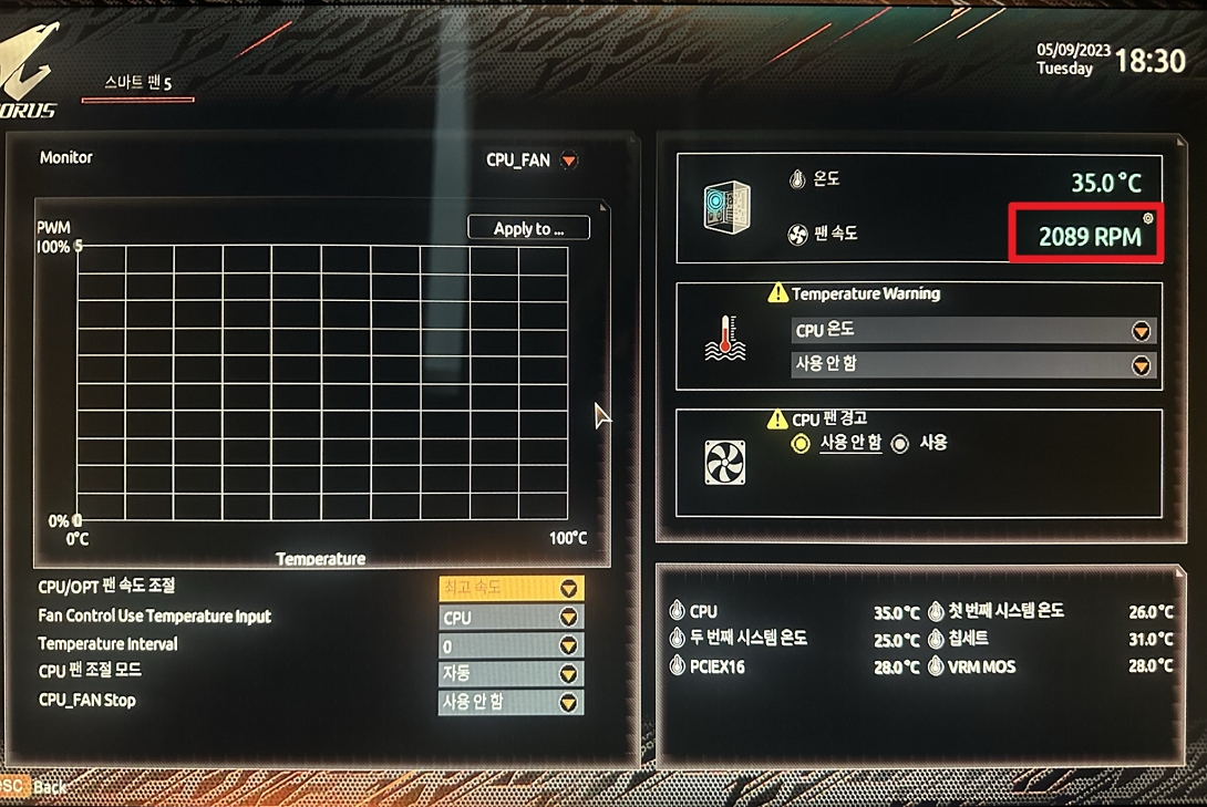 b550 메인보드 팬속도 상세 내용