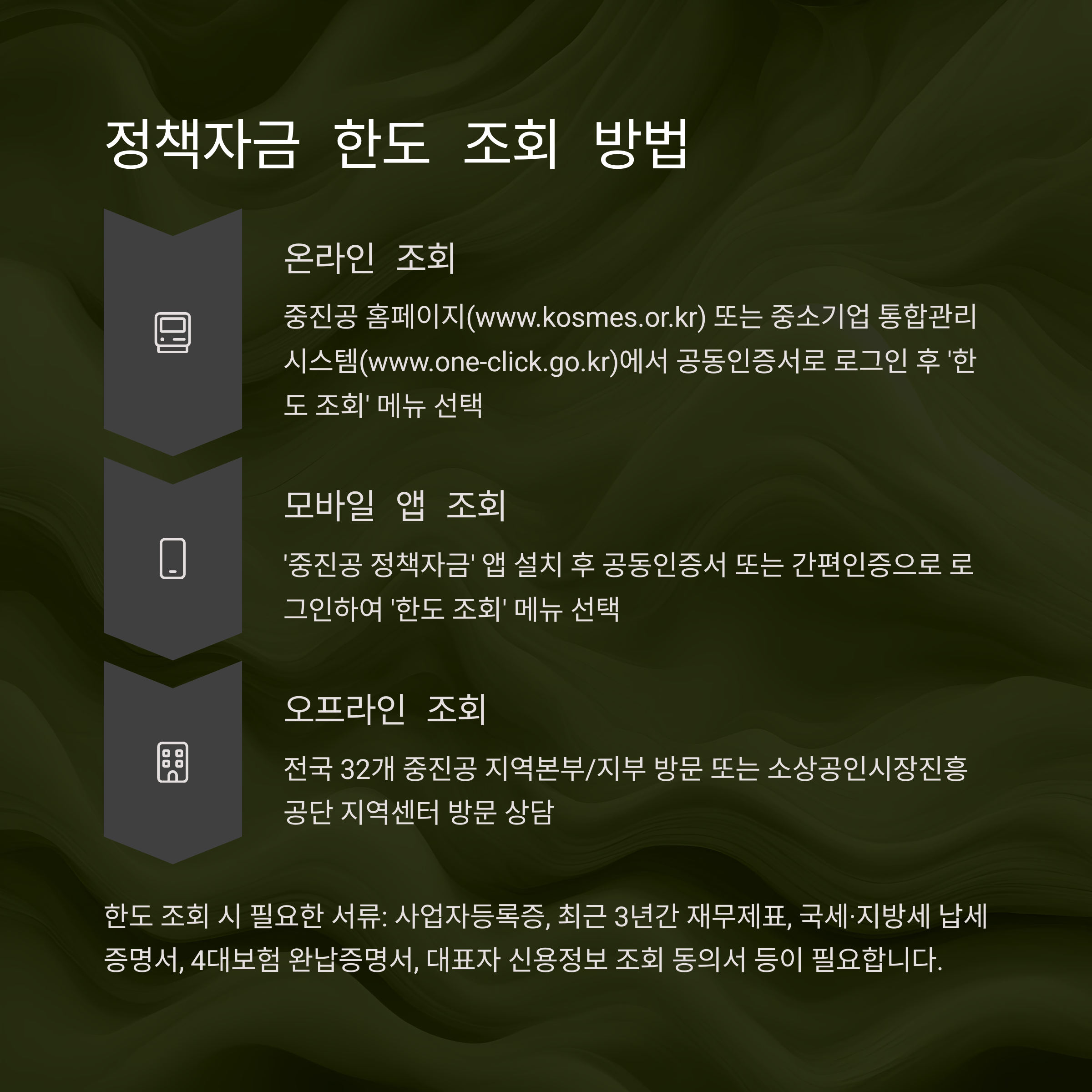 정책자금 한도 조회 방법