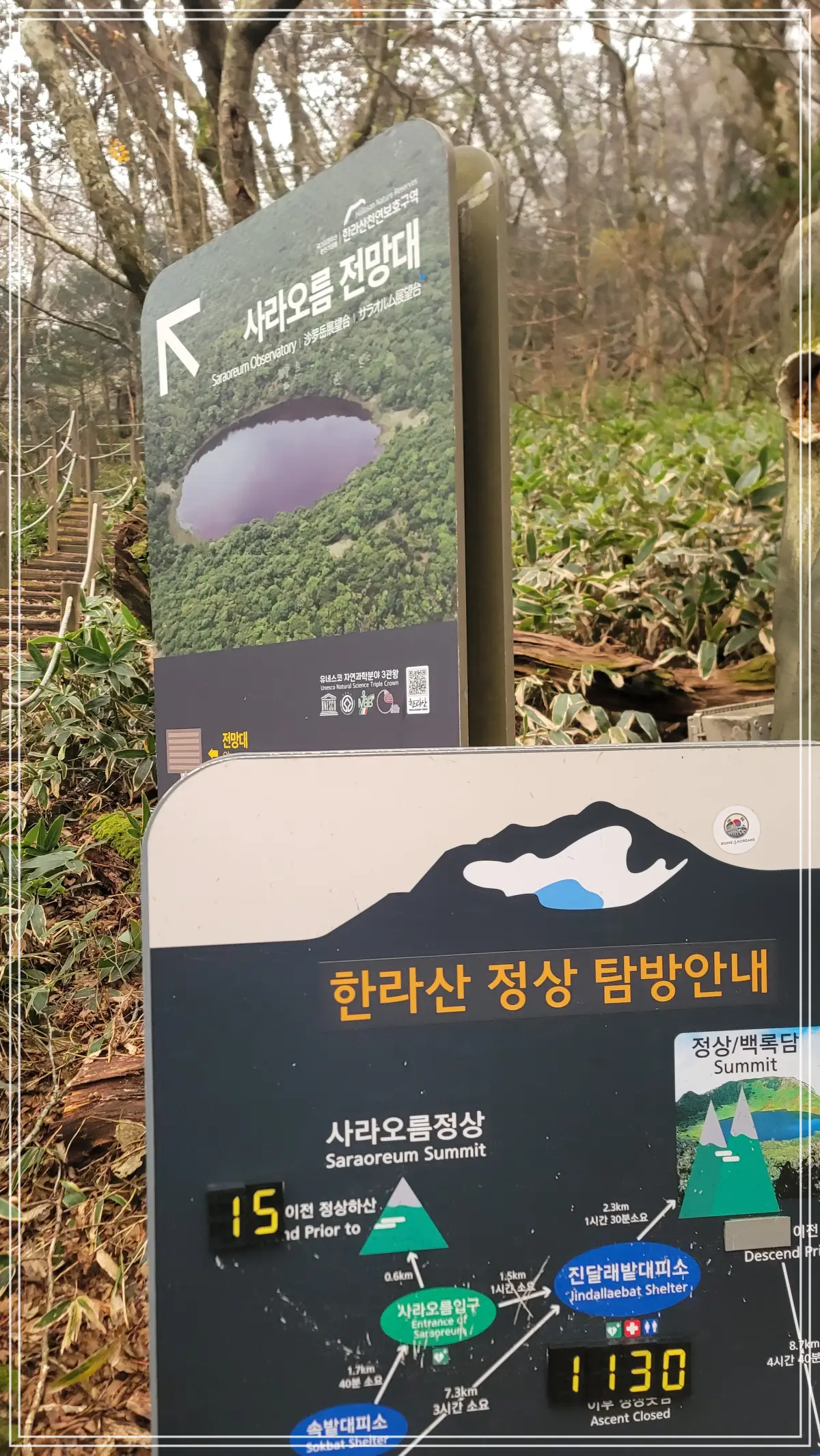 사라오름 전망대 갈림길