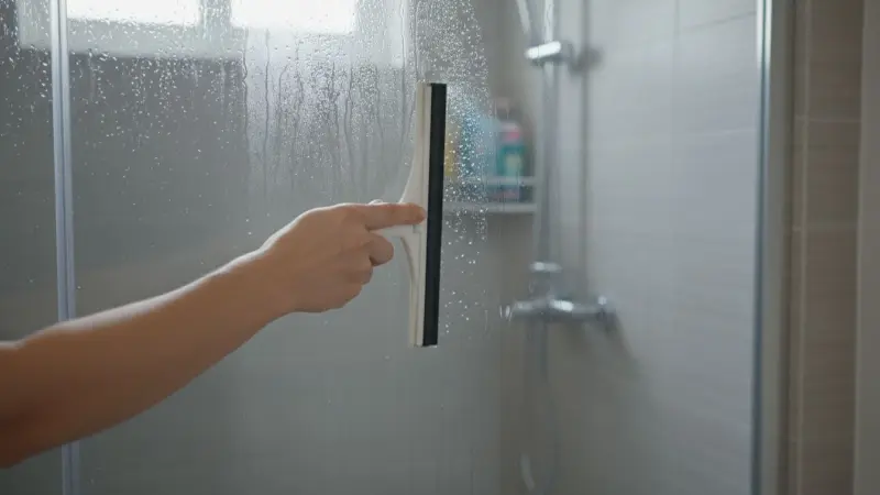 여름철 화장실 곰팡이 제거 방법 스퀴지 물기 제거 이미지