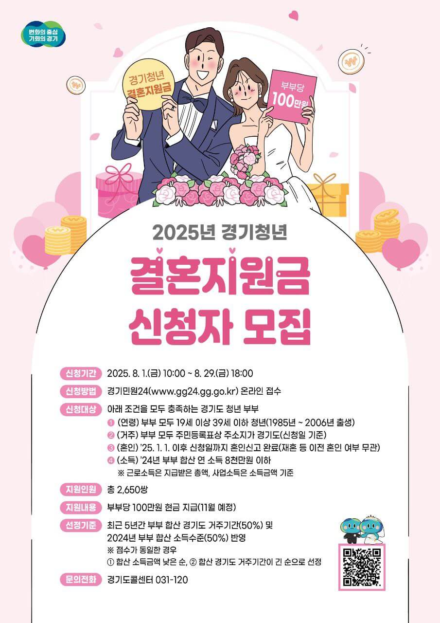 경기청년 결혼지원금 신청방법 절차 조건 홈페이지