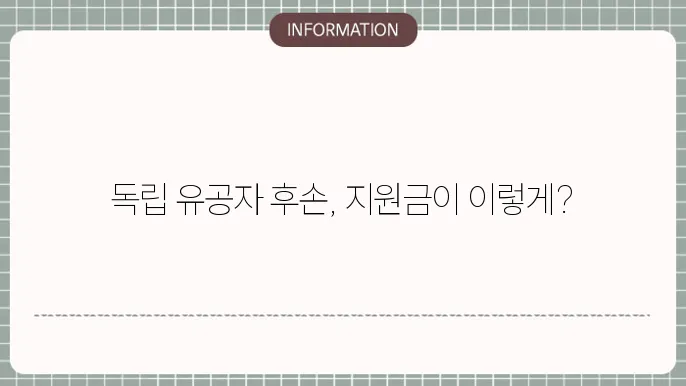 독립 유공자 손자녀 생활지원금 지급 조건