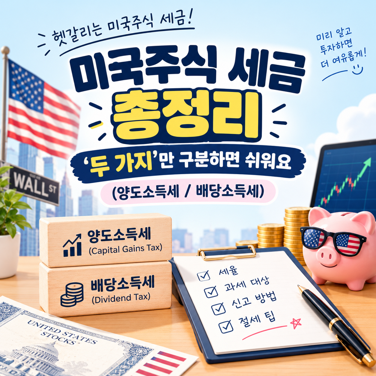 미국주식 세금 총정리: '두 가지'만 구분하면 쉬워요 (양도소득세/배당소득세)