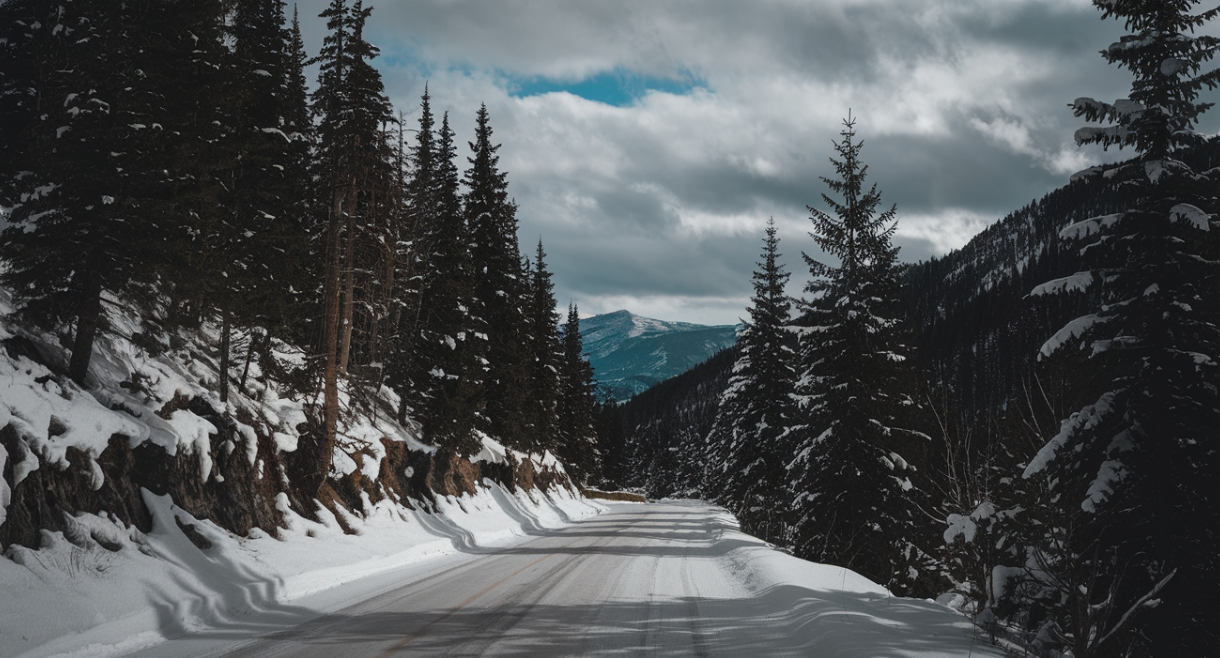 눈이 내린 도로