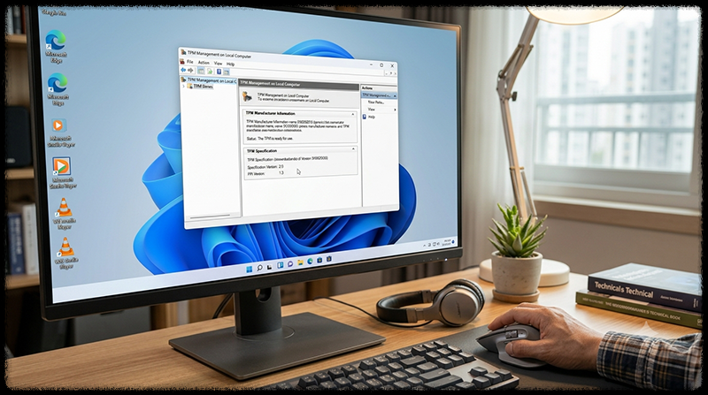 Windows 11 TPM 관리 화면에서 TPM 2.0 지원 여부와 사양 버전을 확인하는 모습