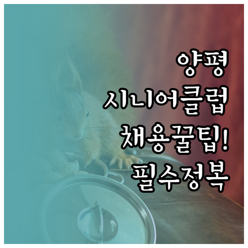 양평군 시니어클럽 사회복지사 자격요건..