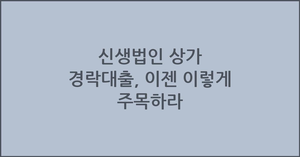 신생법인, 상가 경락대출