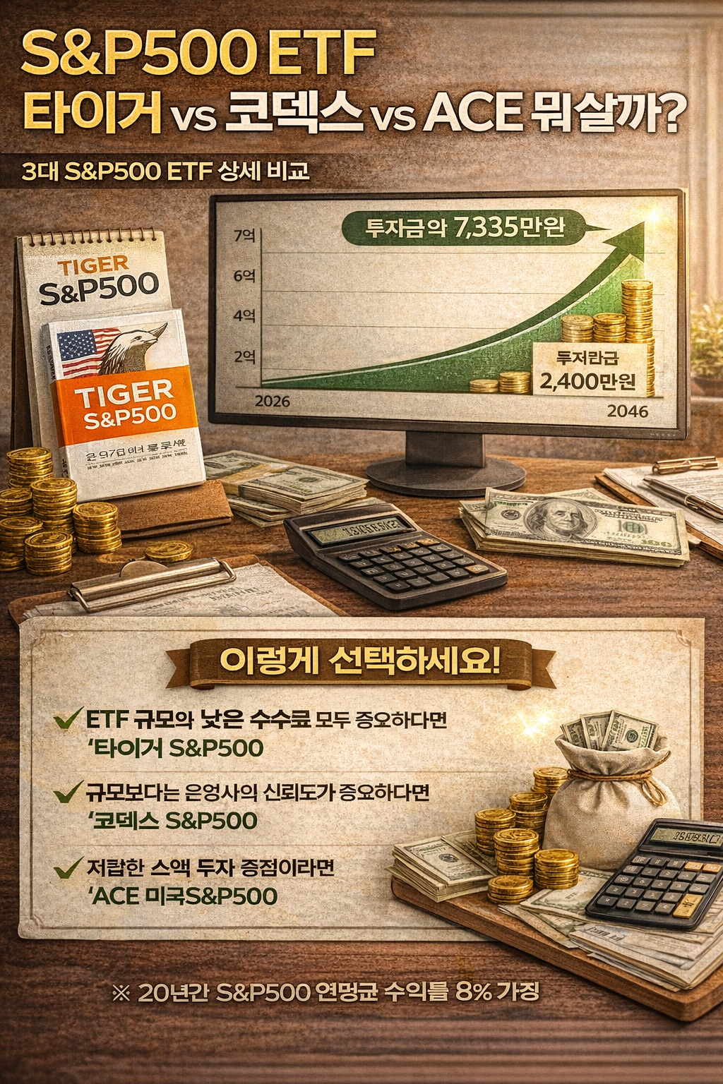S&amp;P500 ETF 타이거 vs 코덱스 vs ACE 뭐 살까