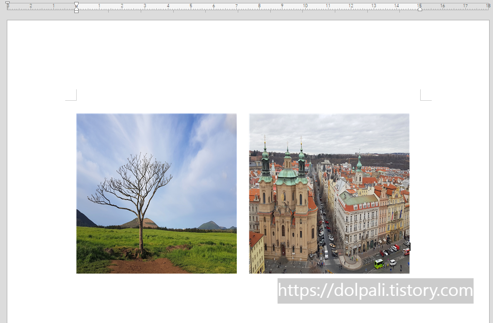한글 개체 모양 붙이기를 이용한 사진 사이즈 바꾸기 완료