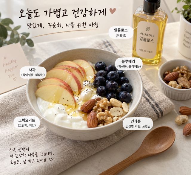 저당식단 아침식사 그릭요거트 블루베리 알로로스