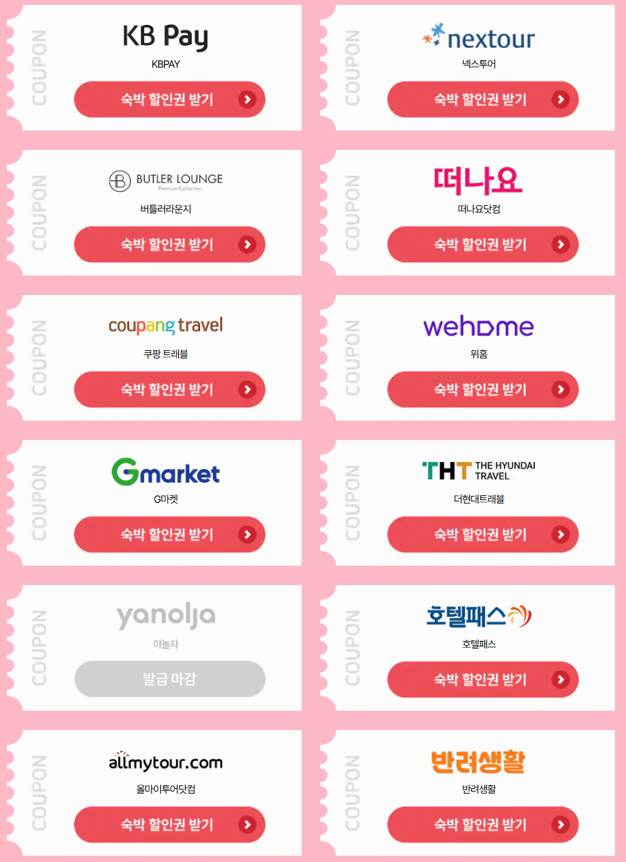 숙박 할인을 지원하는 숙박 어플들