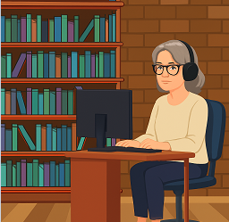 재택근무를 하고 있는 중년의 여성 모습