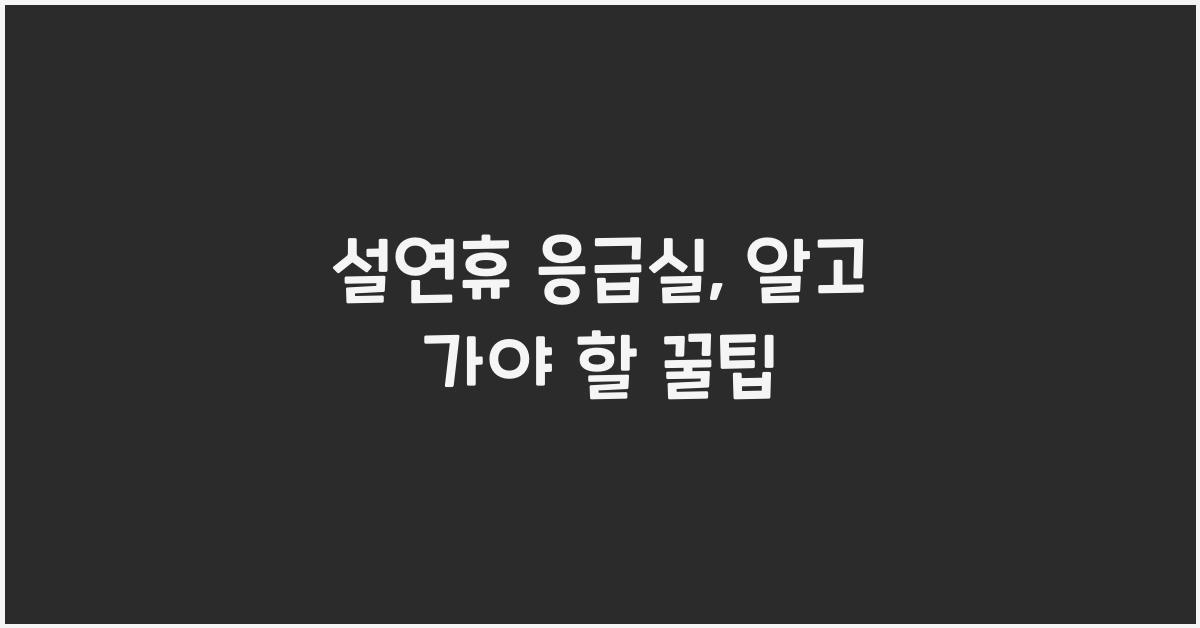 설연휴 응급실