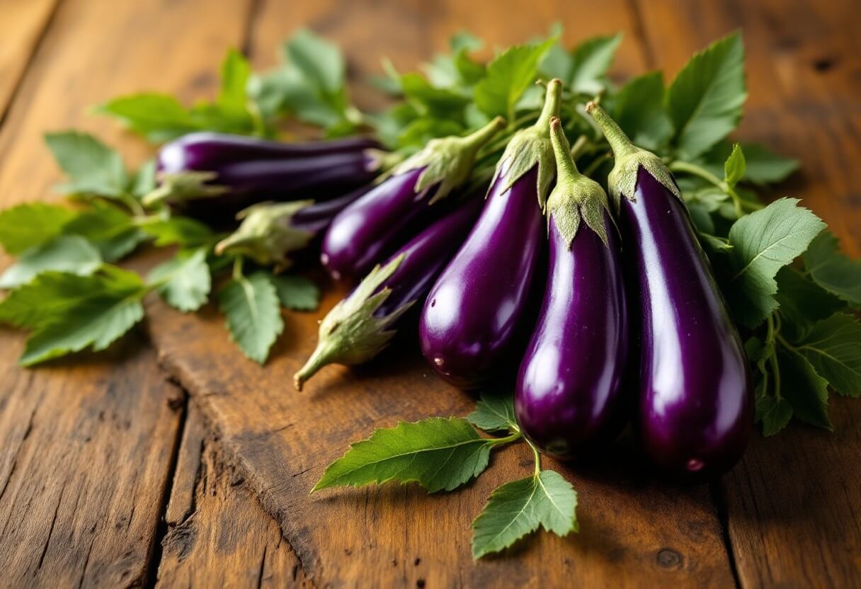 여름 제철 신선한 가지