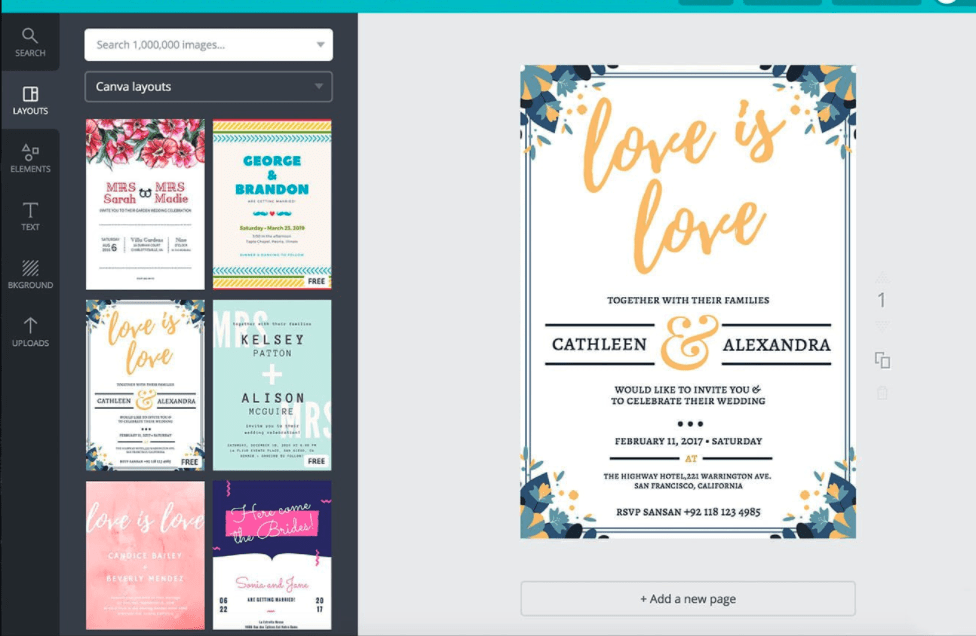 캔바에서 결혼 초대장 만들기