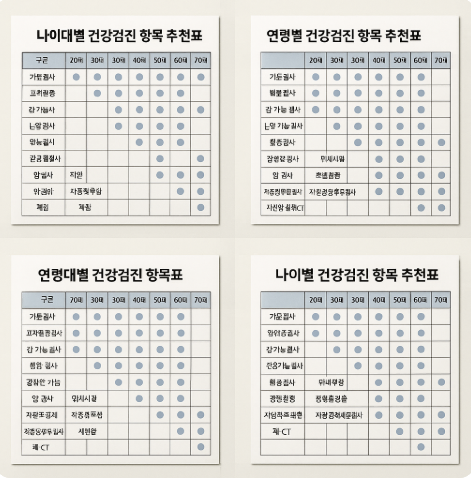 건강검진 나이대별 항목 추천표 관련 사진