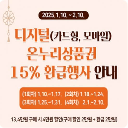 온누리상품권 15% 할인 이벤트