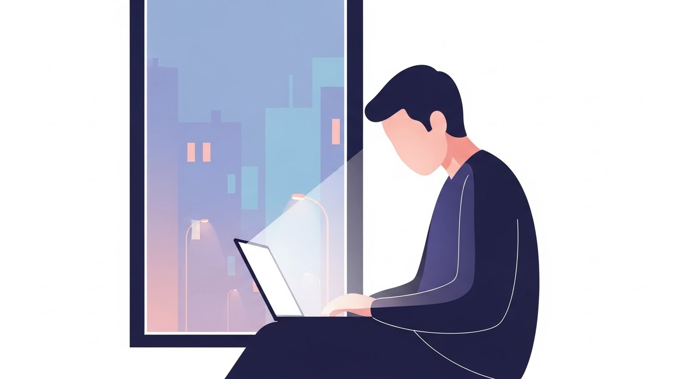 디지털 노마드로 온라인 노출을 분석하는 모습, 데이터 기반 판단이 필요합니다.