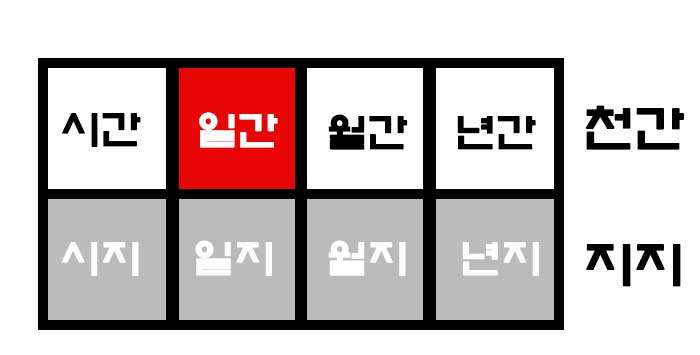 사주 구성 년지, 월지, 일지, 시지