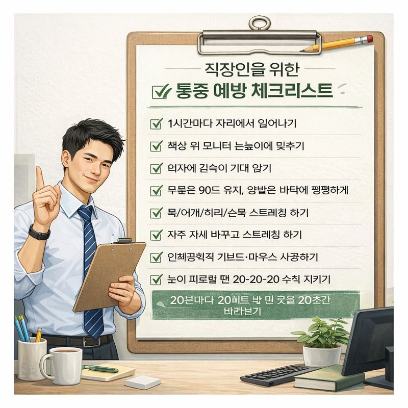 직장인을 위한 통증 예방 체크리스트