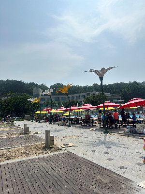 물놀이장 앞 무료 파라솔 테이블