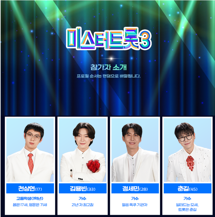 미스터트롯3 드디어 시작! 참가자 출연진 상금정보 다시보기 투표방법 마스터는 누구?