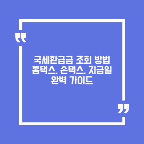 국세환급금 조회 방법. 홈택스, 손택스, 지급일 완벽 가이드