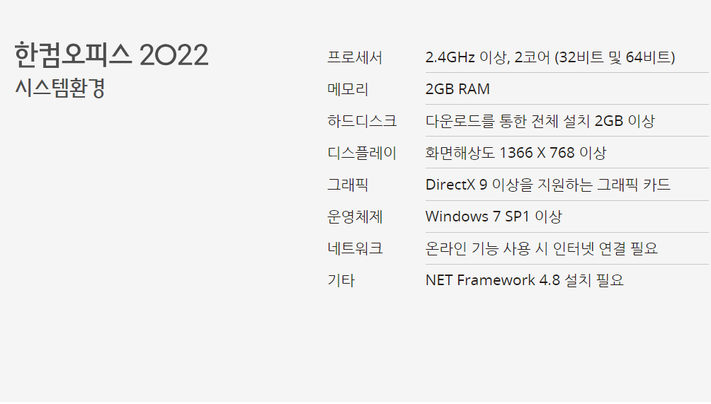 한컴오피스 2022 무료 설치