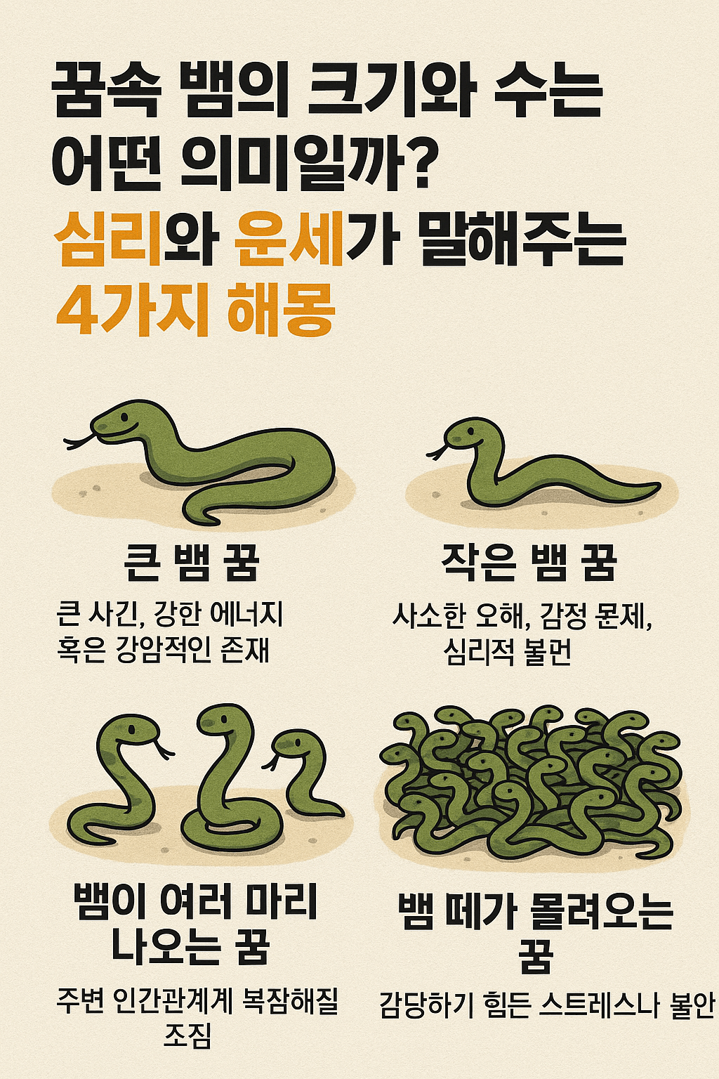 꿈속 뱀의 크기 꿈해몽