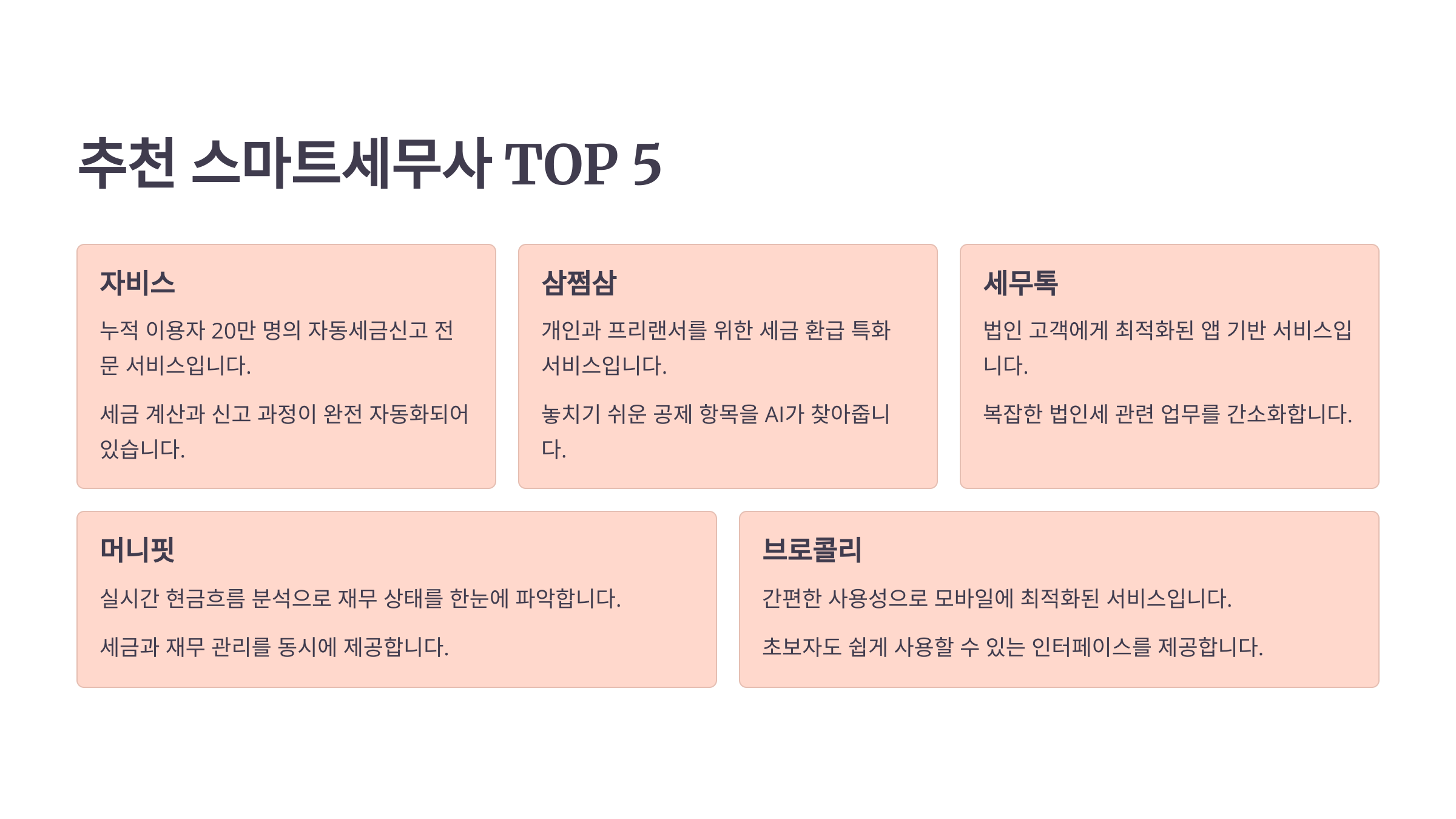 추천 스마트세무사 TOP 5