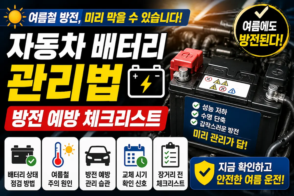 여름철 자동차 배터리 관리, 방전 예방 체크리스트, 썸네일