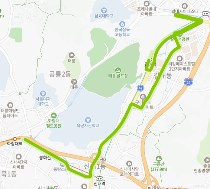 구리-서울-75-1번-버스-노선-지도