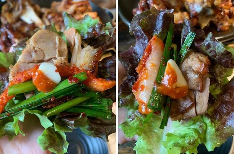 김치, 부추, 마늘, 무말랭이 쌈