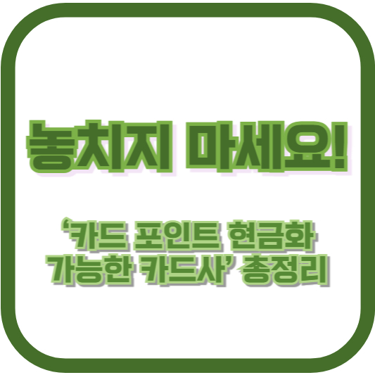 놓치지 마세요! ‘카드 포인트 현금화 가능한 카드사’ 총정리