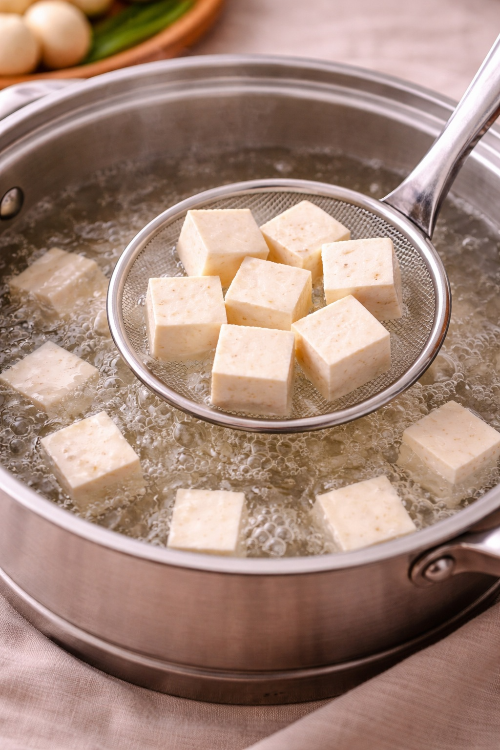 아기 두부 데치기 팁