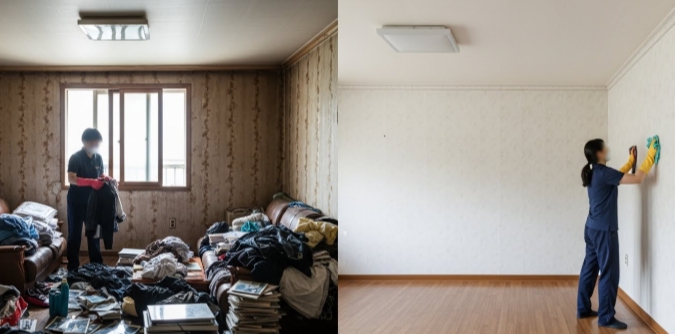 예천 고독사청소 후 도배 모습