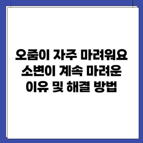 오줌이 자주 마려워요 소변이 계속 마려운 이유 및 해결 방법