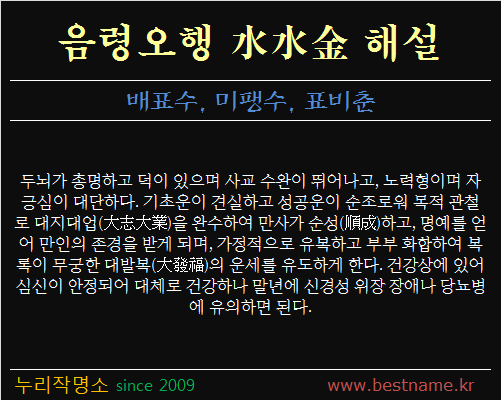 음령오행-수수금-해설