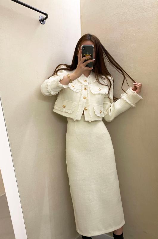 어니스트 키튼 트위드 자켓 롱 스커트 투피스 SET