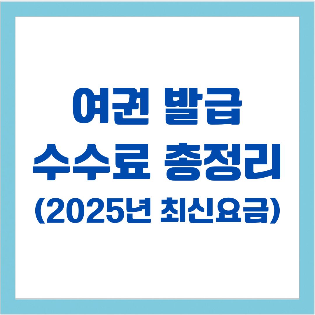 여권 발급 수수료 총정리(2025년 최신 요금)