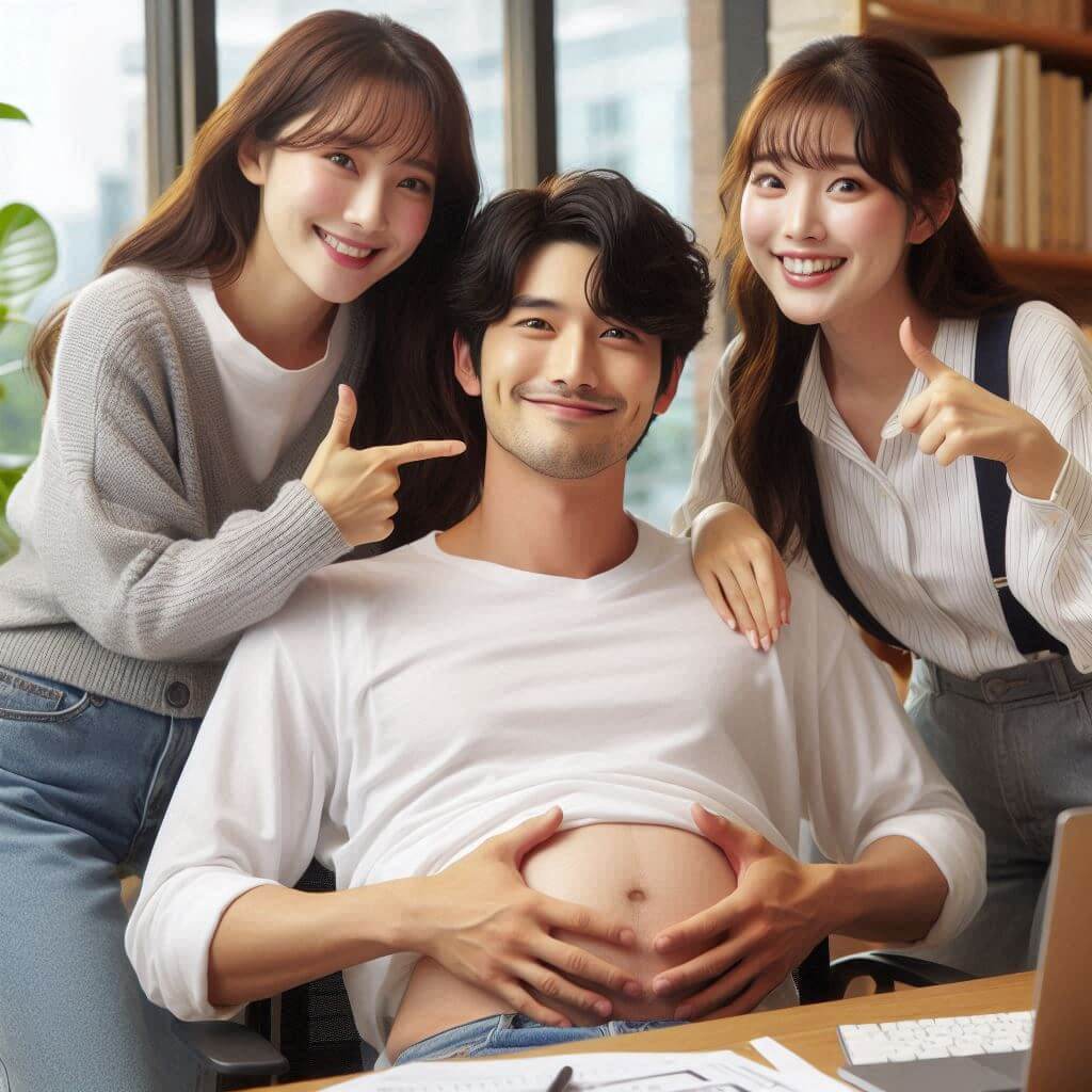 고용보험미적용자출산급여를받은프리랜서남녀가기뻐하고있다.