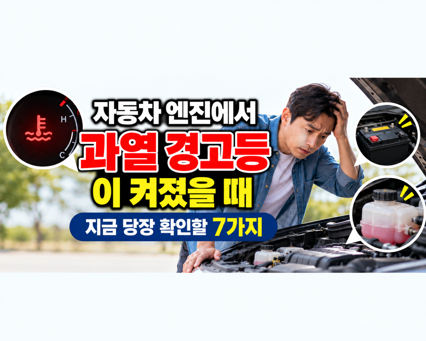 자동차 엔진 과열 경고등이 켜졌을 때, 지금 당장 해야 할 대처법. 썸네일