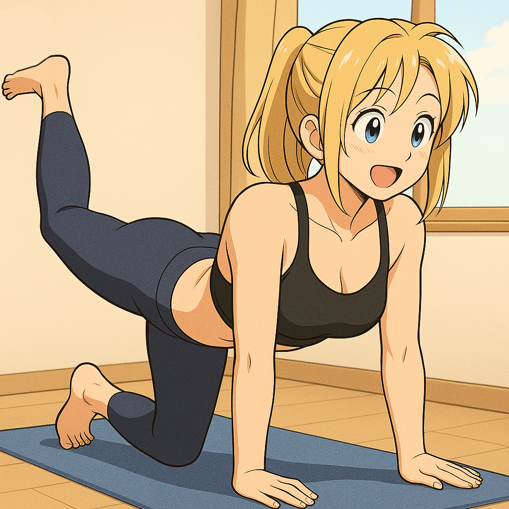 허리 근력 강화 운동을 하고 있는 여성