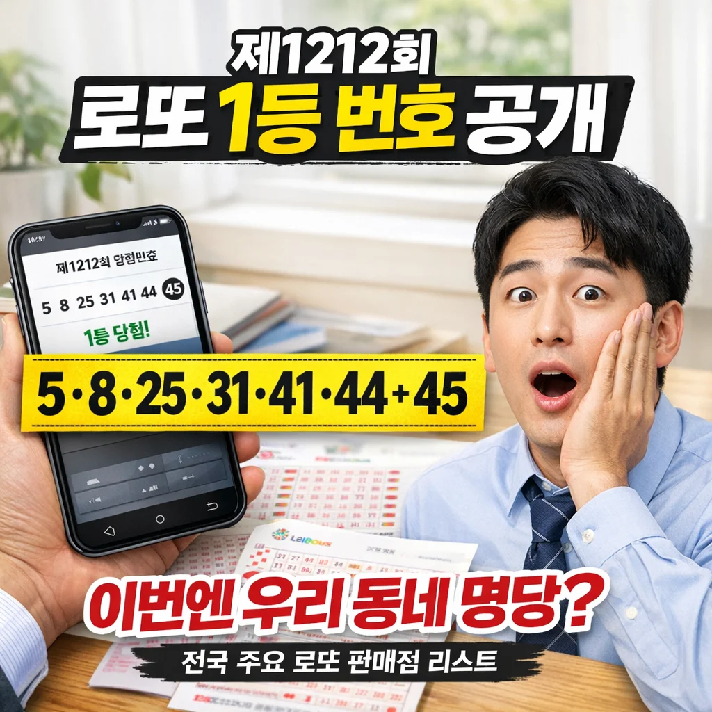제1212회 로또 1등 당첨 번호, 당첨 지역 판매점 리스트, 전국 로또 명당 총정리