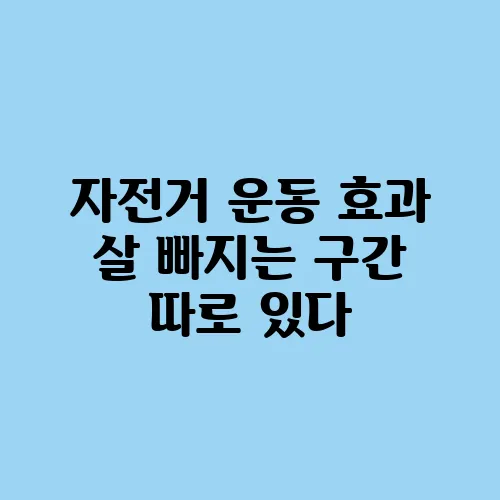 자전거 운동 효과 살 빠지는 구간 따로 있다