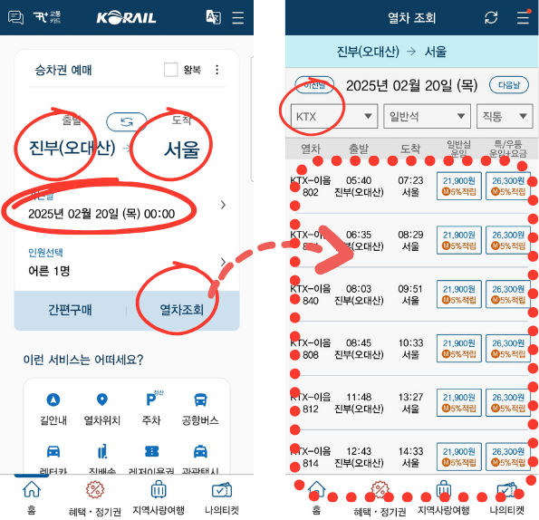 진부(오대산)역 주차장 실시간 정보(요금, 할인정보)와 KTX 시간