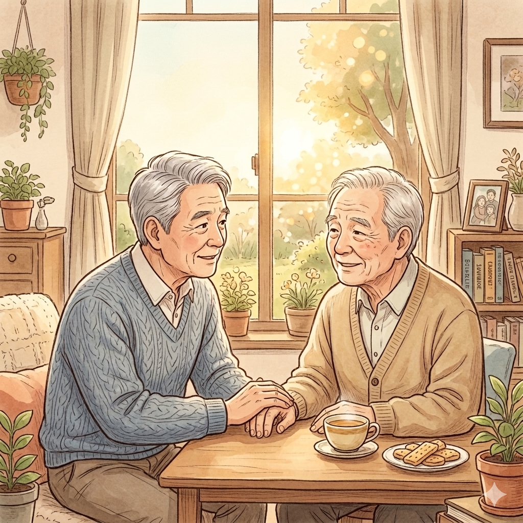 친구와 정면으로 눈높이 맞춰 대화하기