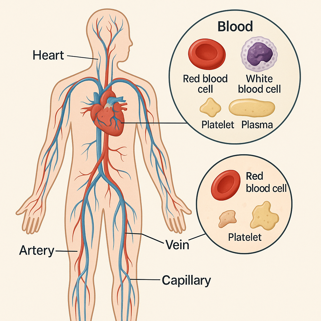 순환계의 구조와 혈액의 생리학적 기능관련 이미지