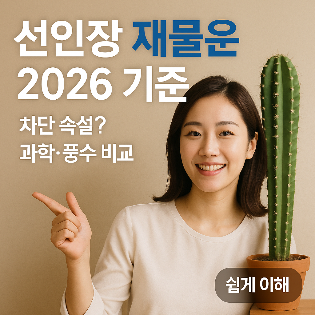 선인장 재물운 2026 기준 ｜ 차단한다는 속설 과학&middot;풍수 비교